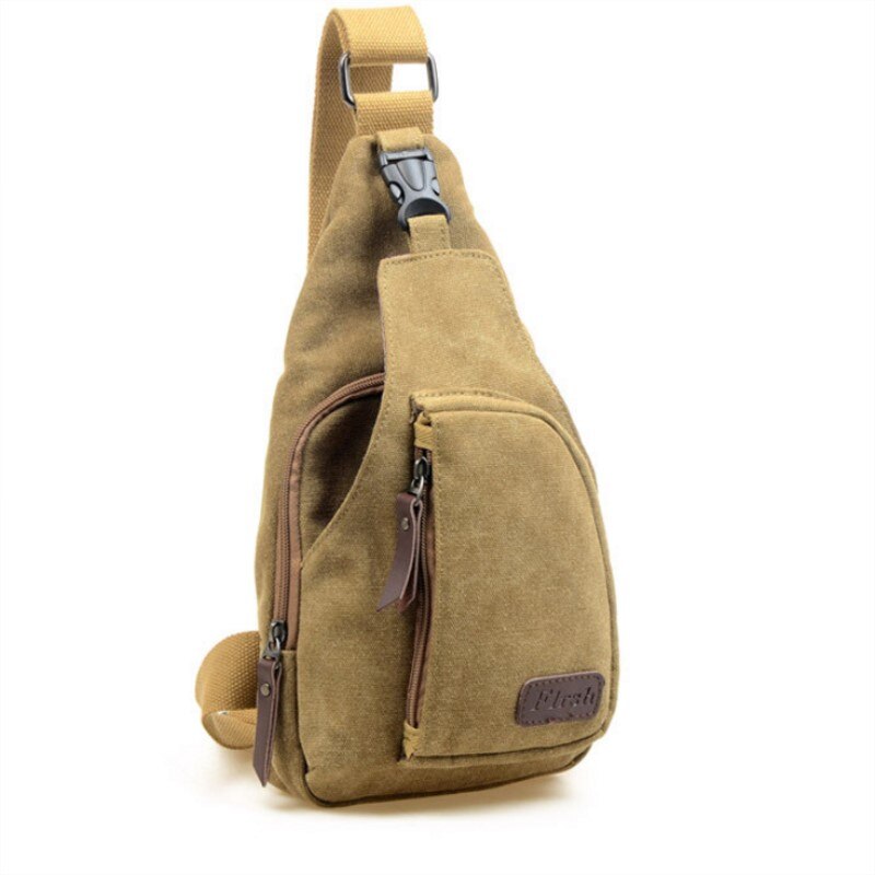 Sacoche multifonction pour hommes, sacoche multifonction, sac de poitrine pour voyage, sac à dos en toile, petit sac de voyage, décontracté: Kaki / 16X6X31CM