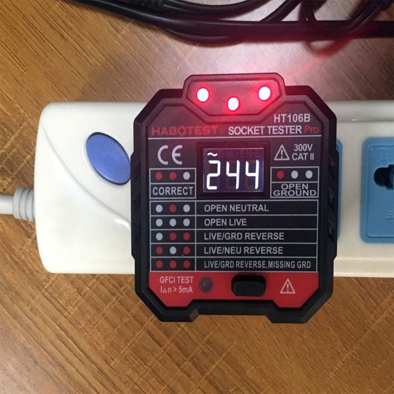 HT106 Electric Socket Tester Neutral Live Earth Wire Testing Circuit Polarity