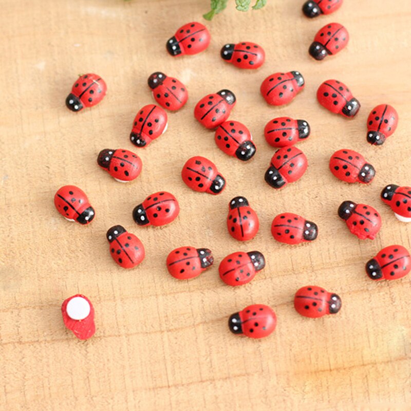 10Pcs Mini Ladybird Rode Kever Lieveheersbeestje Fee Pop Huis Tuin Decor Ornament D08F