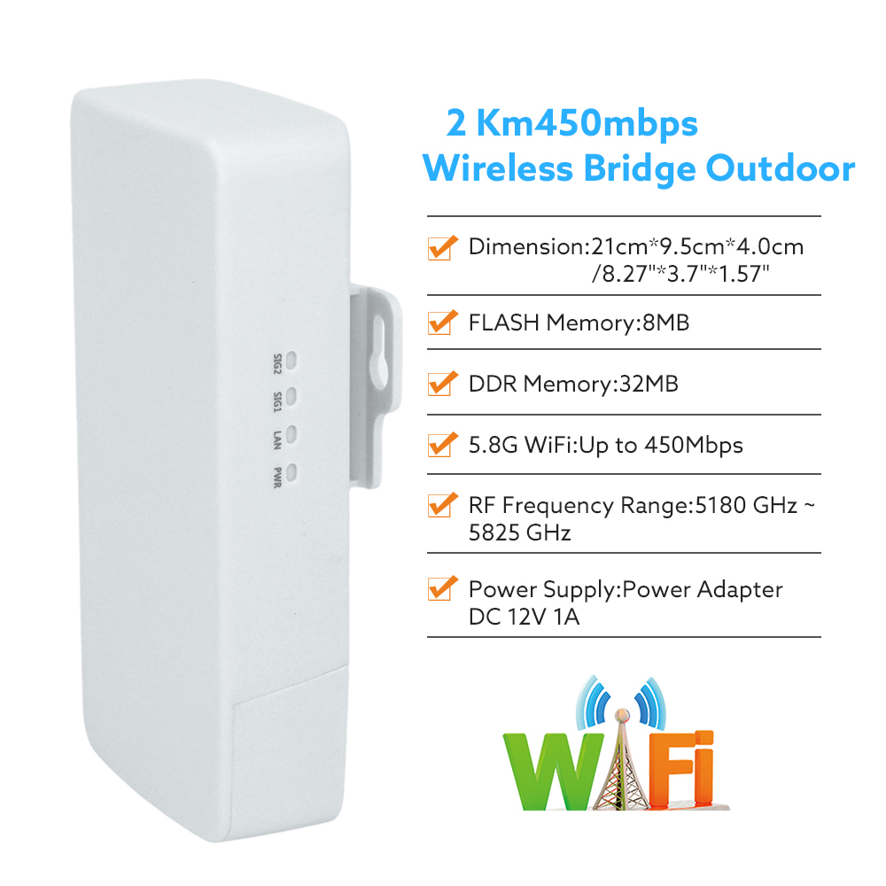 Outdoor 1-2Km Lange Afstand 300-450Mbps 2.4G/5.8G Draadloze Router Draadloze Brug/Wifi Repeater/Wifi Signaal Versterker