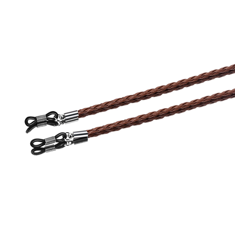 Leather Glasses Neck Strap Colorful Outdoor Sports PU Non-Slip Adjustable End Thick Twist Braid Unisex Eyeglasses Holder: Auburn