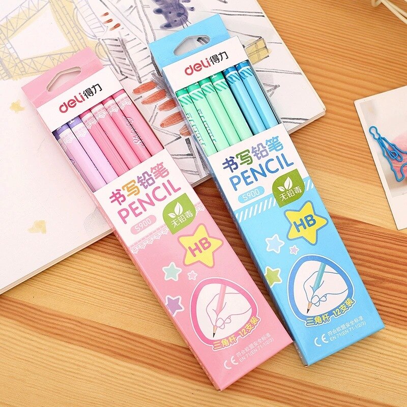 24pcs Box Deli Pencil Cute Wood Pencil For School  – Grandado