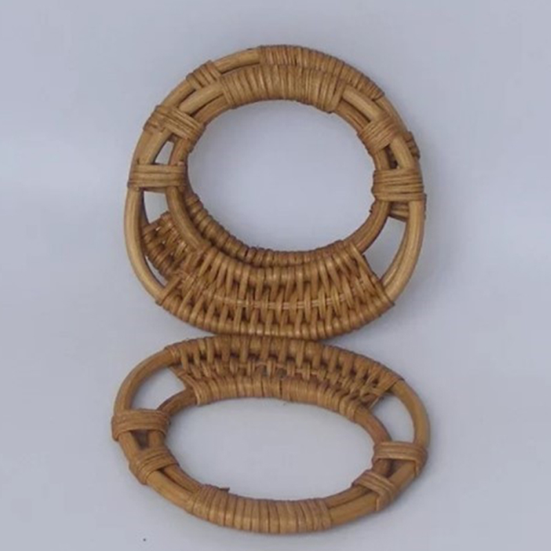 Bolso redondo de ratán para bolso, Asa de bolso, colgador de bolso DIY, correa de bambú de madera, accesorios de punto para bolso