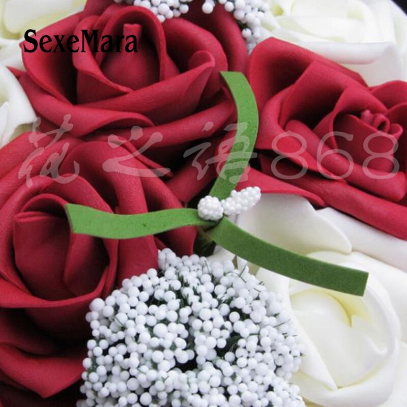 Bukett röd ros bukett vit bröllop buketter vinröd blomma brudbukett skicka två smller blomma