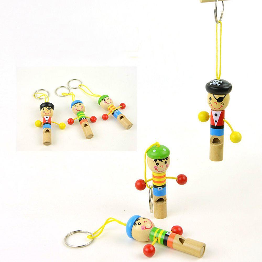 1Pc Cartoon Mini Muziekinstrumenten Figuur Modeling Houten Whistling Speelgoed Kerstcadeau