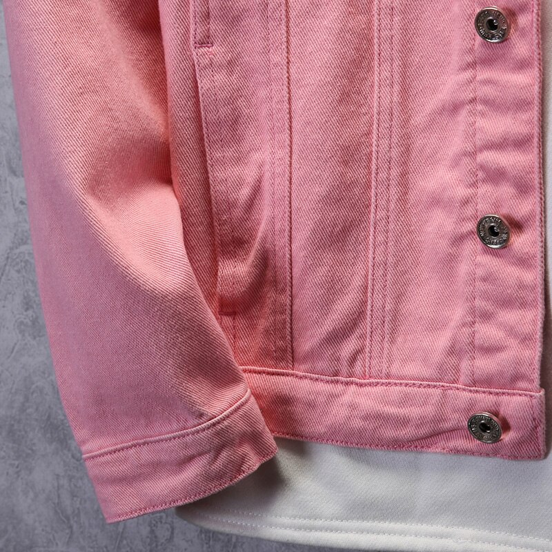 Kstun denim jakke til mænd sort jean jakke ensfarvet hvid pink herre jakker regular fit jeans jakke mode chaqueta vaquera