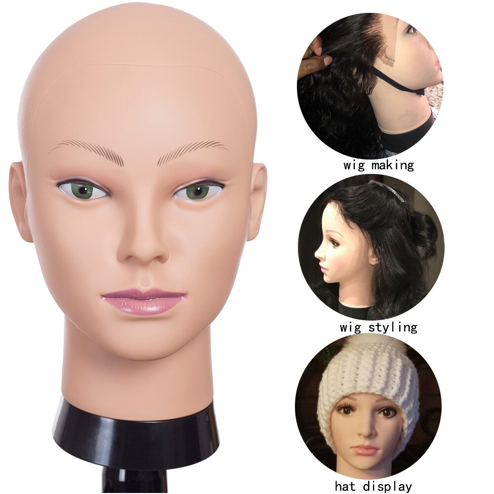 Pruik Mannequin Hoofd Met Stand Kaal Kosmetiek Oefenpop Naaien Hoofd Voor Maken Pruiken Met Gratis Houder Voor Zwarte Vrouwen