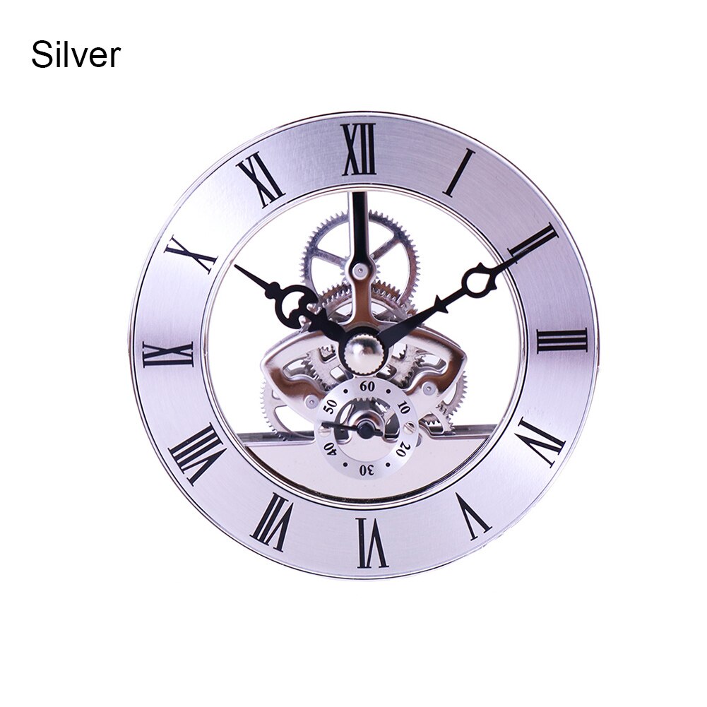 Retro Gear Wall Clock Movement Round Decorative Table Clock Metal Perspective Movement Wall Clock Accessories PW: Silver