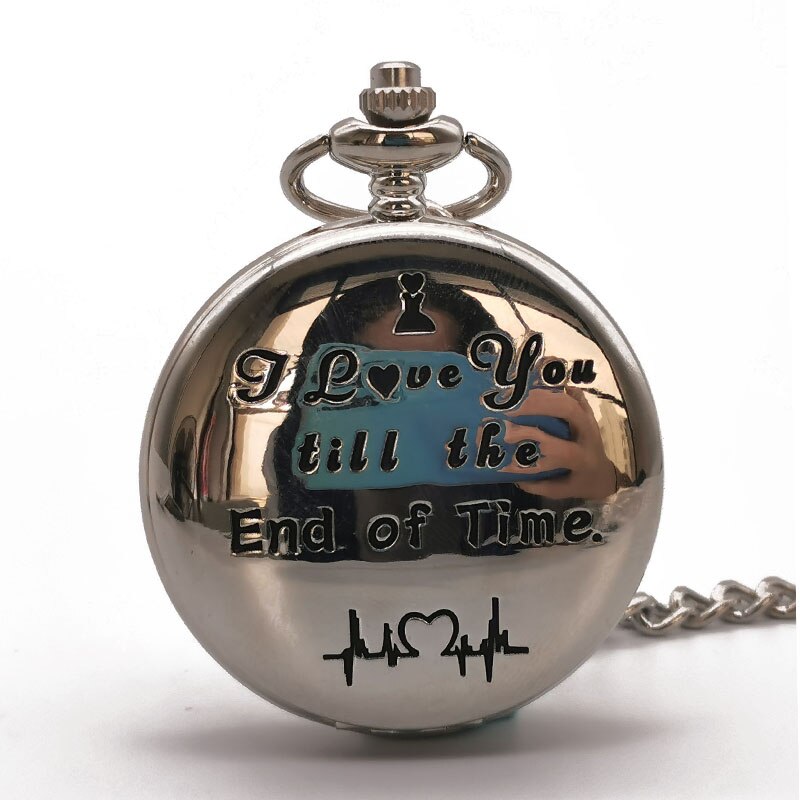 Grande presente para o meu marido relógios de bolso de quartzo moda casual fob corrente relógio de bolso melhores presentes para amante marido fob relógio: silver 2