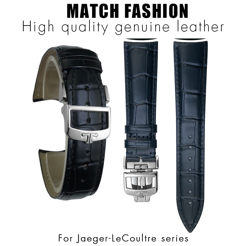 19mm 20mm 21mm 22mm Rindslederarmband mit gebogenem Ende für Jaeger LeCoultre Meister Kontrolle Weiches Echtleder-Uhrenarmband