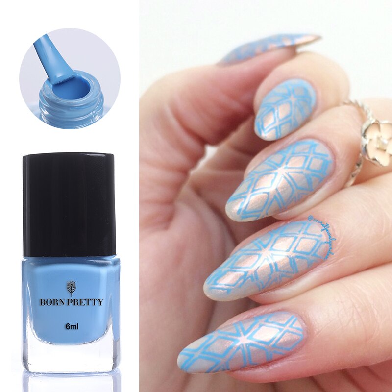 6 Ml Geboren Pretty Stempelen Polish Candy Nail Color Nail Art Plaat Afdrukken Nagellak Polish 6 Kleuren Voor stamping Nail