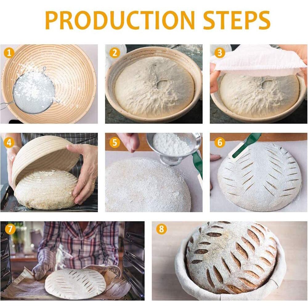 Cesta de pan de Banneton REDONDA/ovalada, canasta de mimbre Natural, canasta de fermentación de masa de pan, cesta de prueba, herramienta DIY