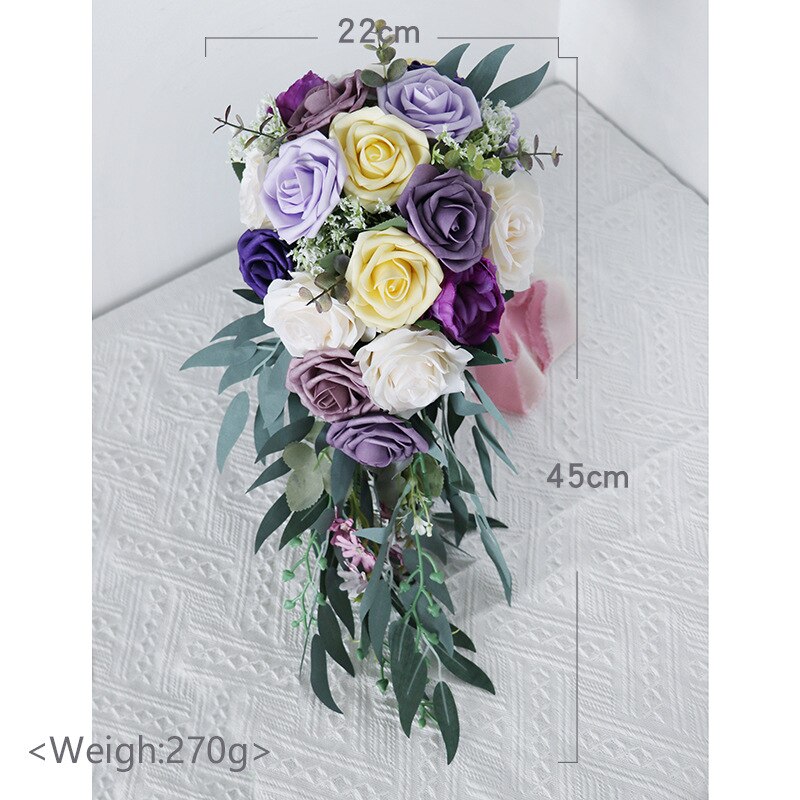 Popodion-ramo de novia en forma de gota, flores para sostener fotos de boda, accesorios, ramo de boda, cuñas 90627: C