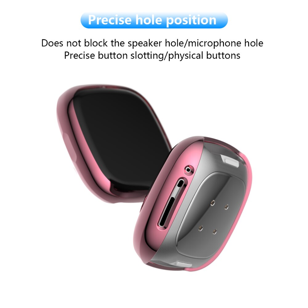 Blødt tpu etui til fitbit versa 3 / fitbit sense vandtæt ur skal cover skærmbeskytter til fitbit versa 3 fuld cover cover