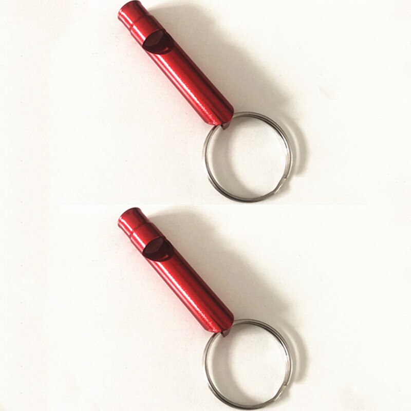 2Pcs Fluitje Training Fluitje Multifunctionele Aluminium Emergency Survival Whistle Sleutelhanger, Geschikt Voor Kamperen, Wandelen,: Rood