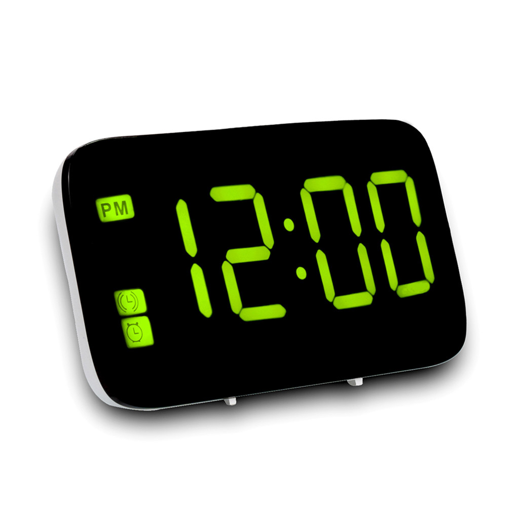 Ledet vækkeur digital snooze bordur vågne op lys elektronisk stor tid temperatur display boligindretning ur  #lr2: Grøn