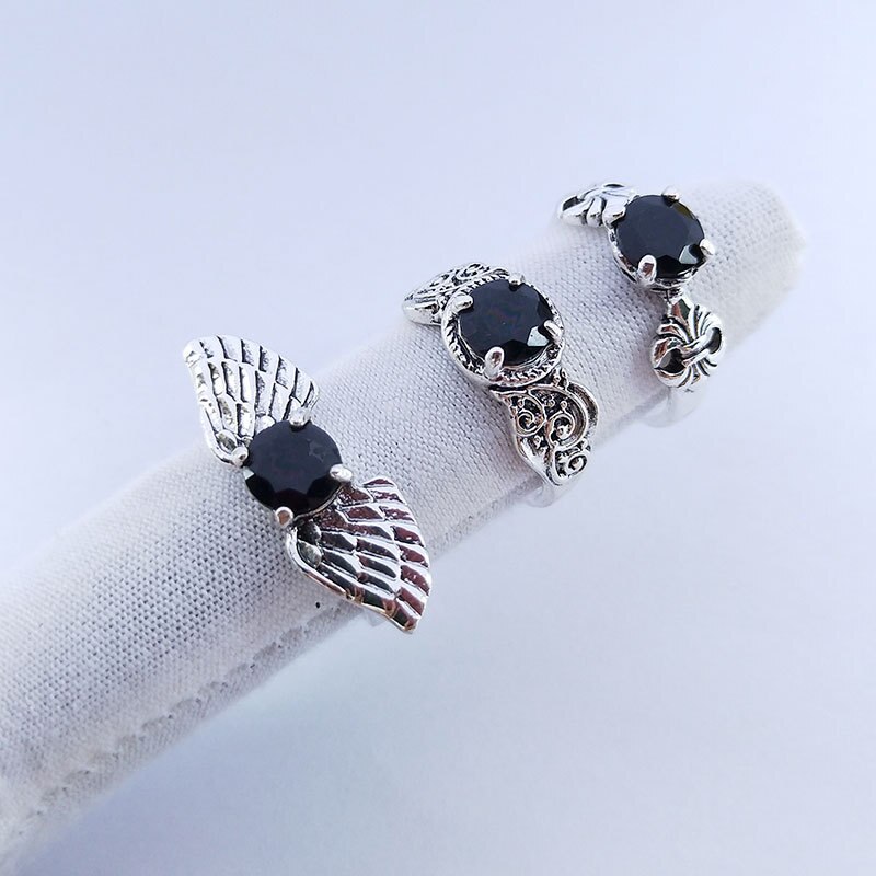 50 Stks/partij Vintage Zwart Glas Geometrie Ringen Voor Vrouwen Mix Style Mode Bruiloft Sieraden Party