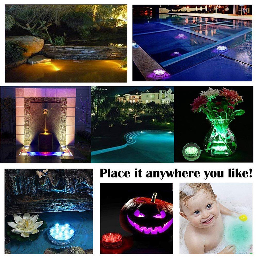 16 Kleuren Onderwater Led Licht Afstandsbediening Dompelpompen Lamp IP68 Waterdichte Outdoor Tuin Zwembad Badkamer Decoratie