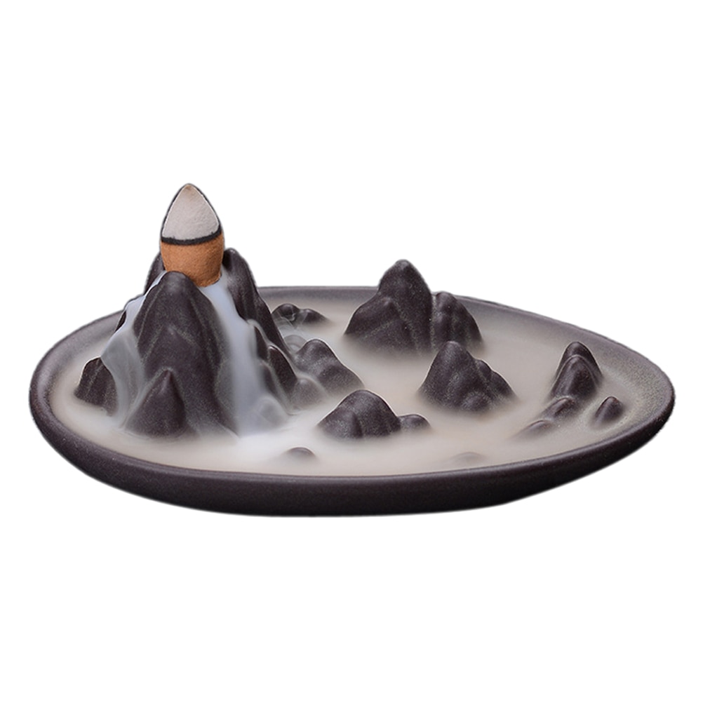 1Pc Home Decor Keramische Terugstromen Wierookvat Terugstromen Aromatherapie Wierookvat Houder Voor Thuis Lezen Kamer (Wolken Zee En Mountain)