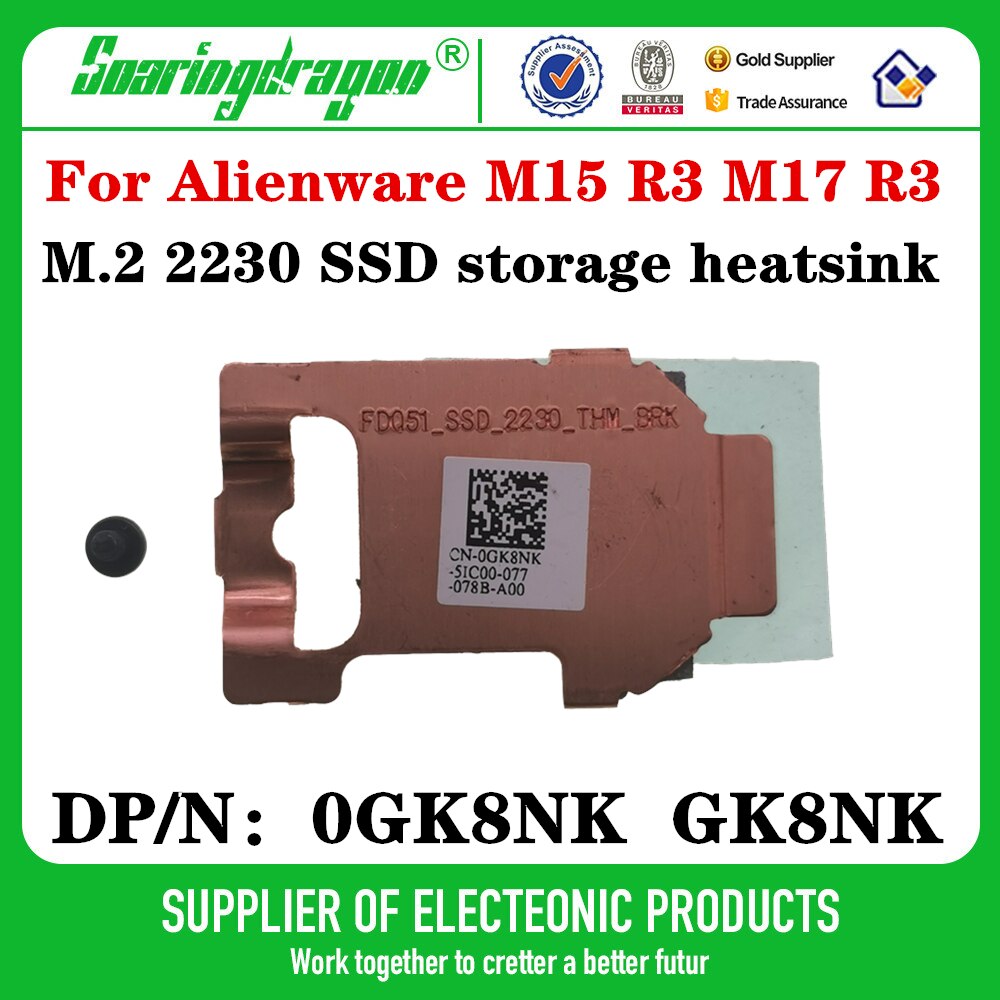 original laptops 2230 SSD- Bracket For Dell Alienware M15 R3 M17 R3 Adapter 2230 SSD storage card heatsink DP/N 0GK8NK GK8NK
