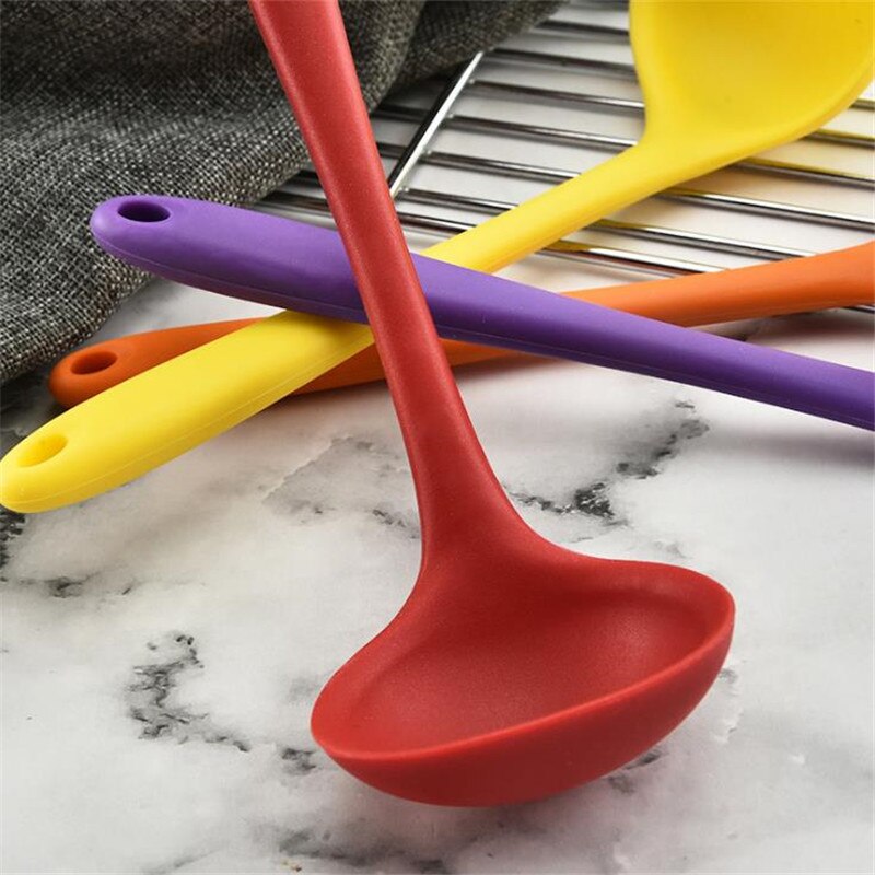 Antihandtag soppsked silikonsked hög temperatur nonstick genomskinlig köksredskap inte skada sked
