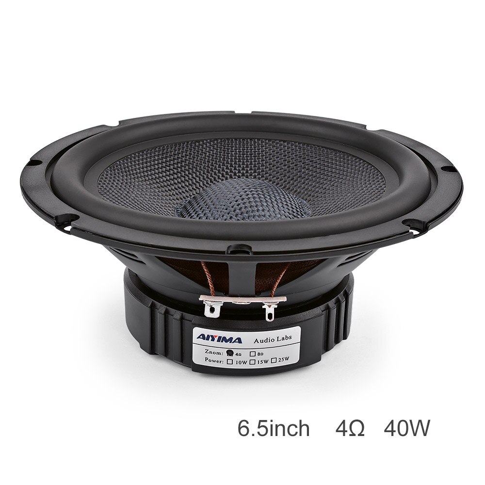AIYIMA – haut-parleur 6.5 pouces, 1 pièce, son de basse à portée moyenne, 4 8 Ohm 40W, Fiber de verre, caisson de basses, bricolage, bibliothèque de cinéma à domicile: 4 Ohm Speaker