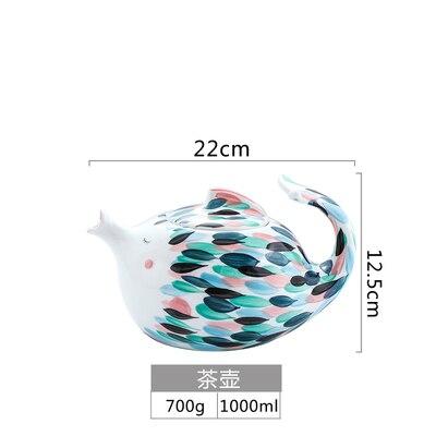 Bedste 3d fisk form keramiske tekande sæt krus dobbelt væg porcelæn dessert tallerken morgenmad sæt kop fødselsdag par samling: Tekande