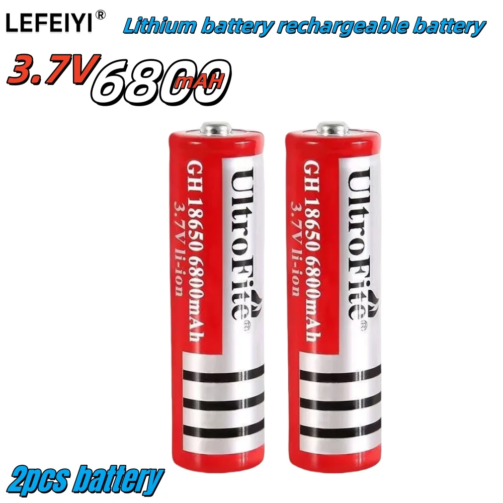 Batería de litio 18650, 3,7 V voltios, 6800mah, BRC 18650, batería recargable, baterías de litio de iones de litio para banco de energía, antorcha + cargador: Gris