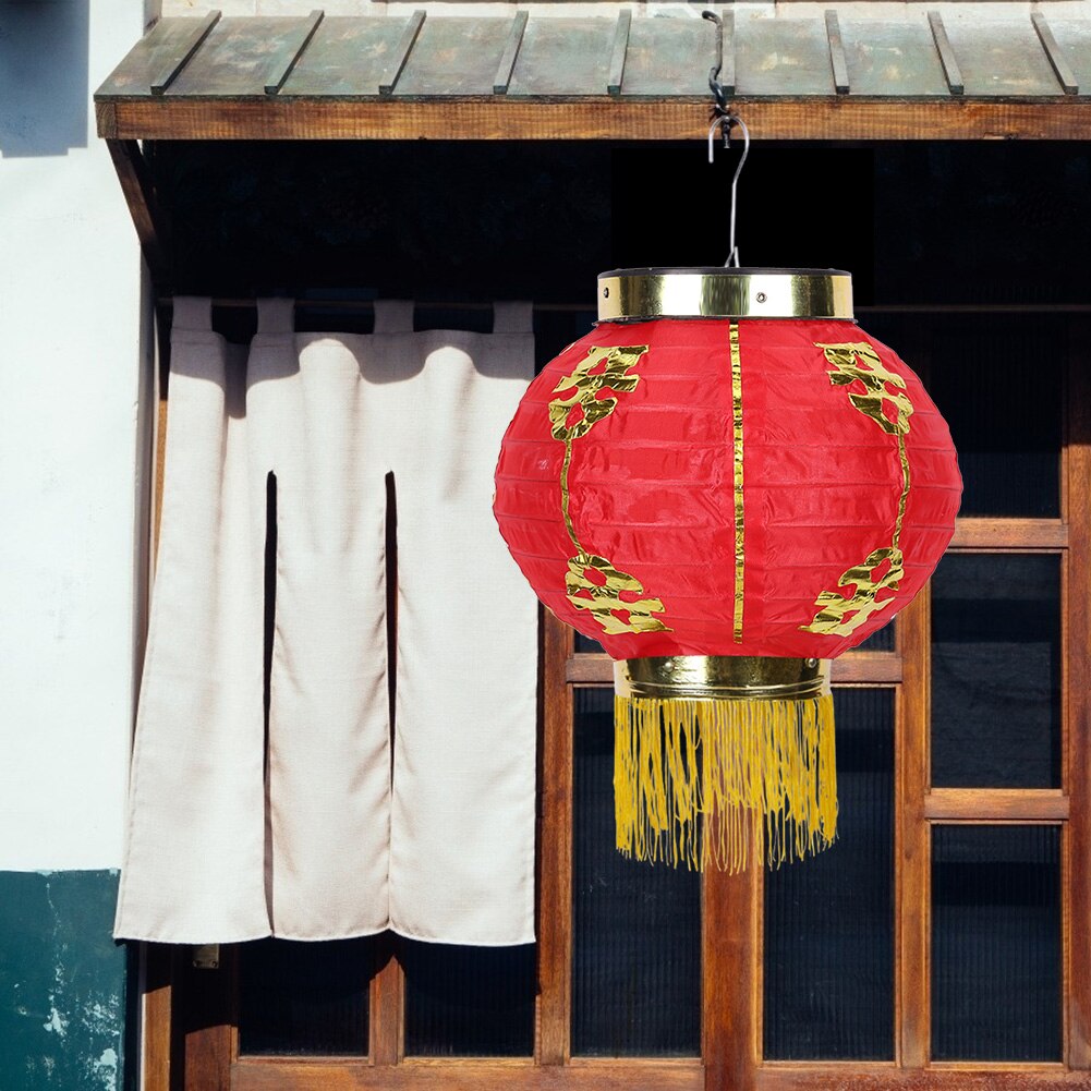 8 inch Chinese Cloth Lanterns Traditional Chinese Style Lantern Waterproof Lantern with Tassel Pub Restaurant House Decorative