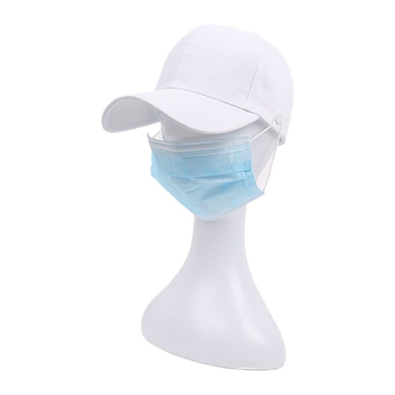 Unisex Heldere Effen Kleur Baseball Cap Met Knoppen Gezichtsmasker Houder Bescherm Oren Outdoor Sport Verstelbare Snapback Hoed: F