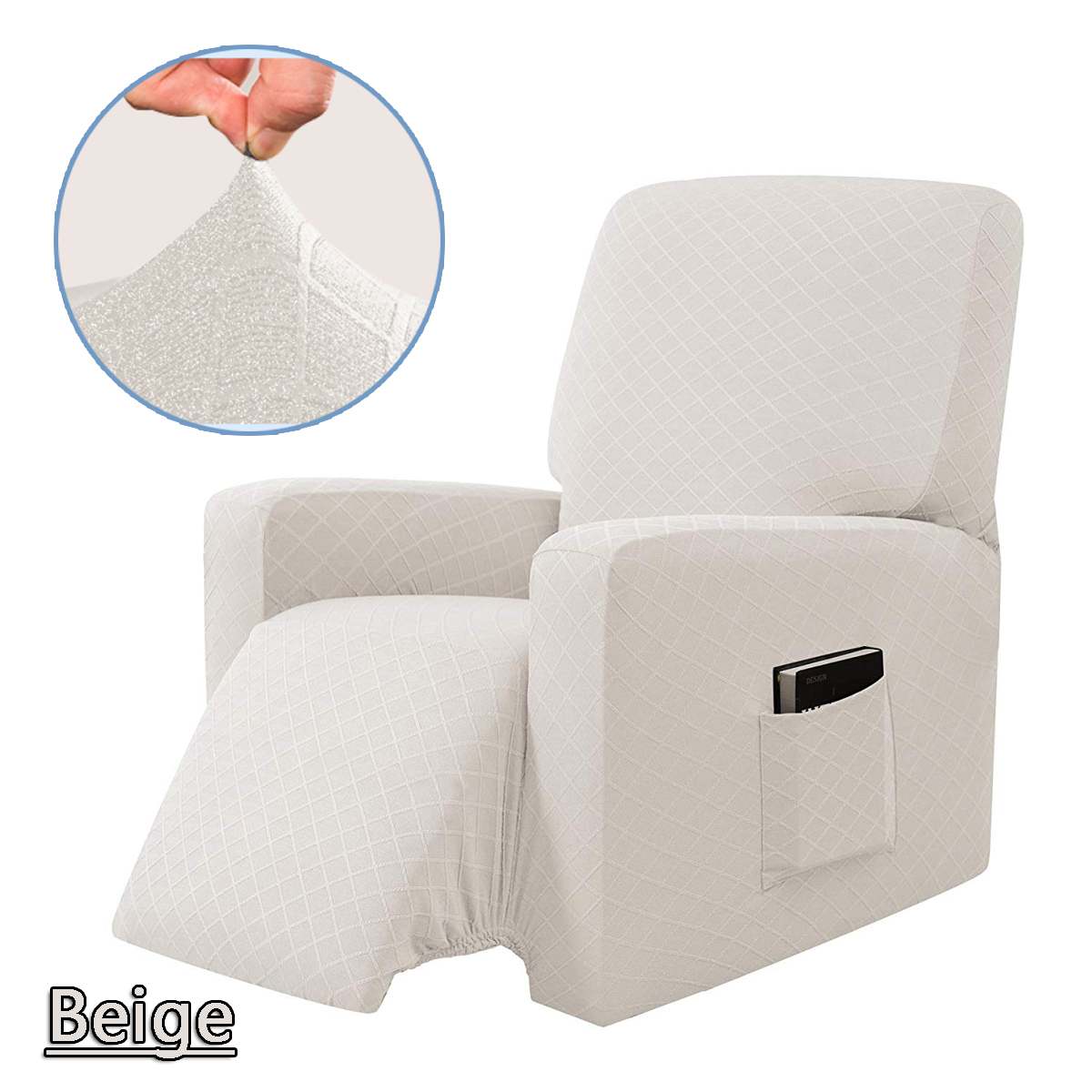 Vandtæt hvilestol stretch sofaovertræk alt inklusive skridsikker elastisk sofasofaovertræk til wingback stol sofa: Cremet hvid