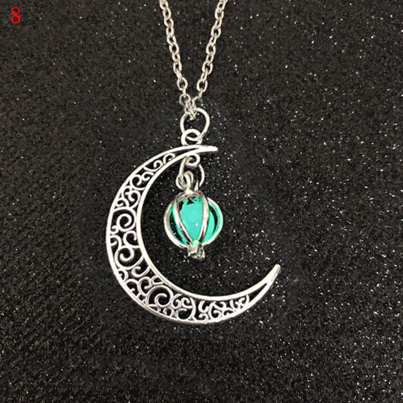 Neue Schmuck Mond Anhänger Halsketten Halloween Charme Kette Anhänger Halskette Nachtleuchtende Für Frauen Weibliche Legierung: 8