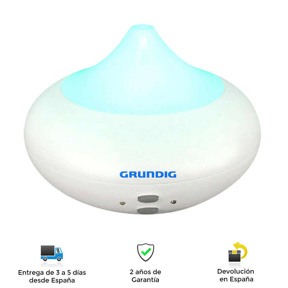 Difusor aromatico Grundig, humidificador, luz led, 8 colores, ultrasonico, aromaterapia, portatil, decorativo, difusor, difusor aromaterapia, humidificadores difusores aromaterapia
