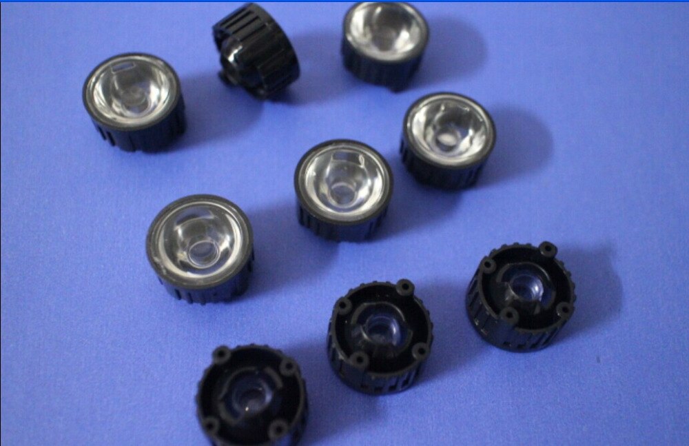 90 graden led Lens voor 1 w 3 w 5 w High Power LED met schroef 20mm zwarte houder 10 stks