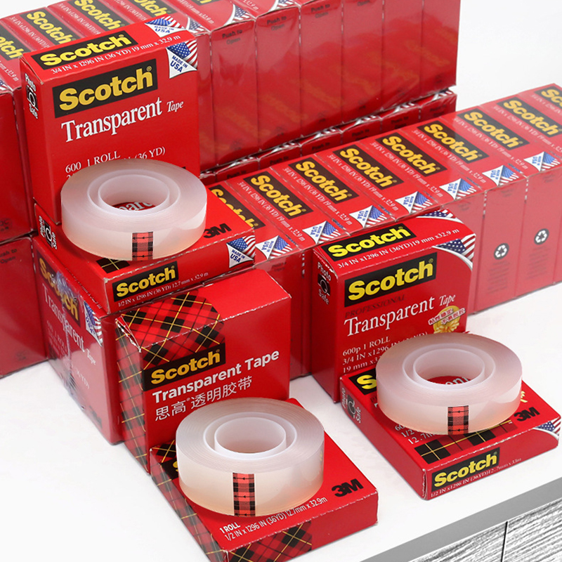 Nastro trasparente Scotch 3M Nastro 600 Nastro per test di adesione dell'inchiostro 600P Rotolo grande 19/12,7 mm Imballaggio Uso domestico in ufficio