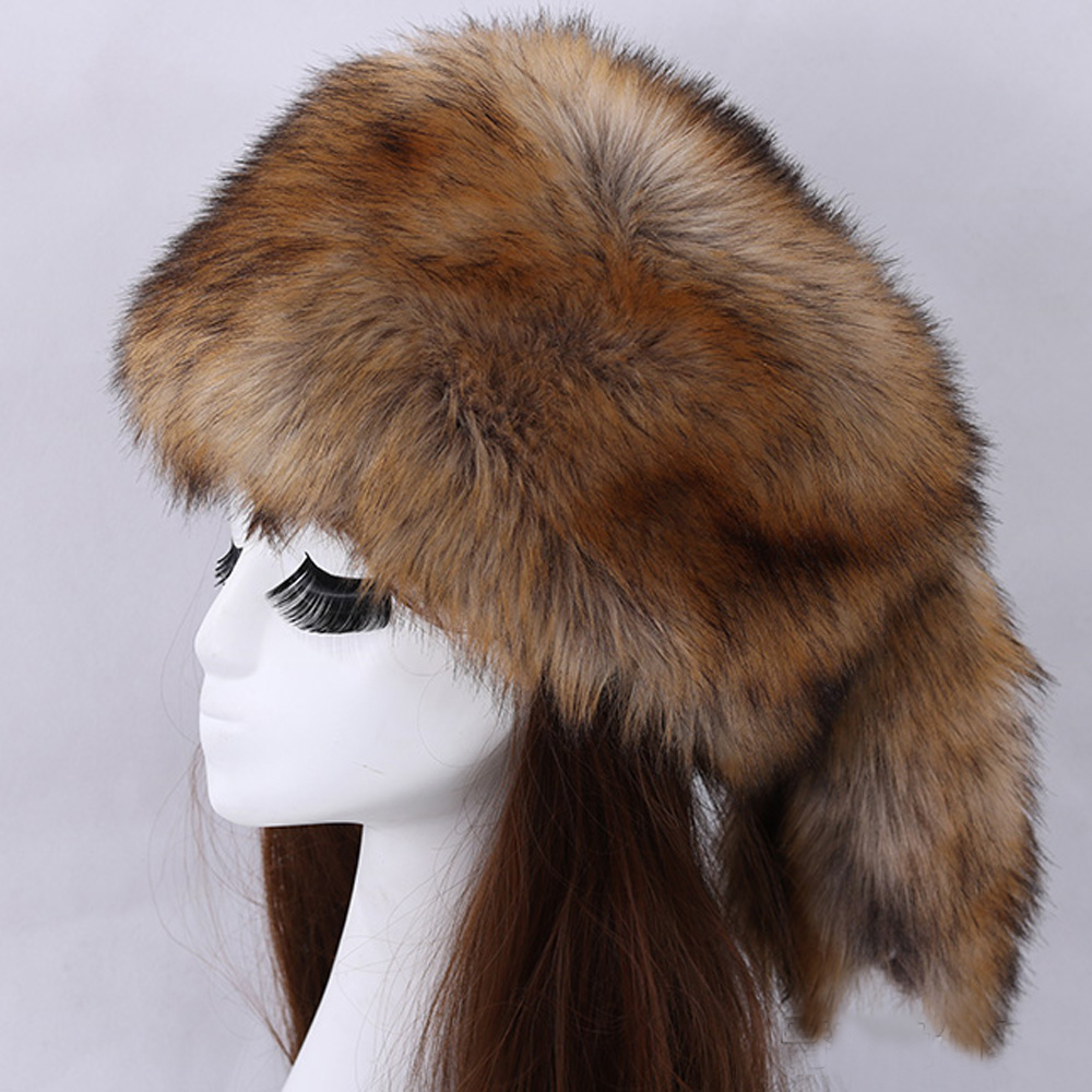 Vrouwen Hoeden In Winter Thicken Warm Faux Vos Bontmuts Russische Outdoor Ski Cap Mode Zachte Comfortabele Casual Herfst Winter hoed: Vanilla