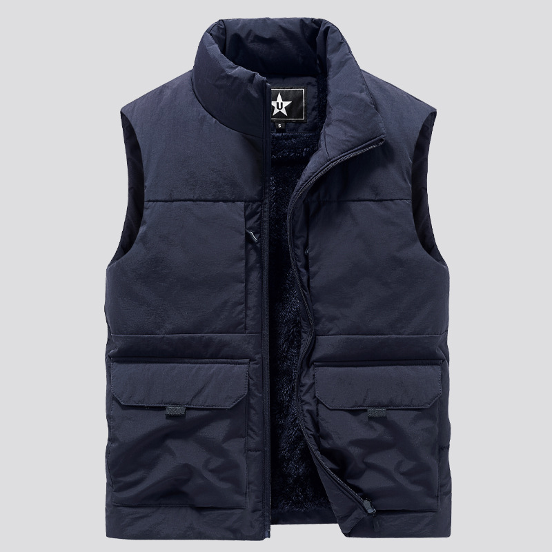 Fleece Warm Vest Jassen Mannen Dikke Katoenen Vest Mannelijke Herfst Winter Vesten Heren Lamswol Katoenen Vest Heren Vest: M / Marineblauw