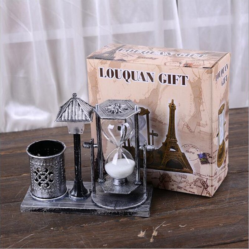 Reloj de arena Vintage para el hogar, decoración de escritorio para estudiantes, luz nocturna, recuerdo, de cumpleaños para niños, reloj de arena, KitchenTimer: silver