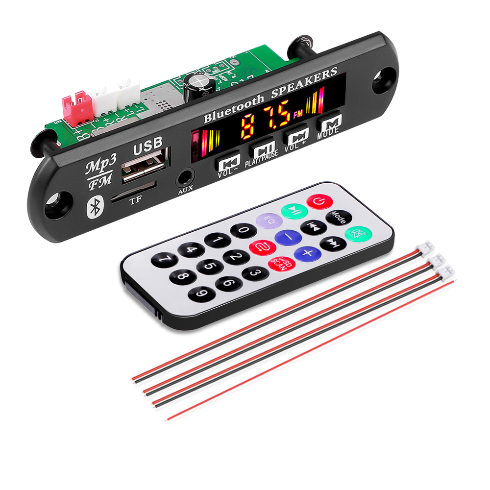 120W 50W Amplificatore Bluetooth 5.0 MP3 WAV Scheda di decodifica DC 12V Wireless Car USB Lettore MP3 Modulo Slot per scheda TF USB FM con telecomando: nero