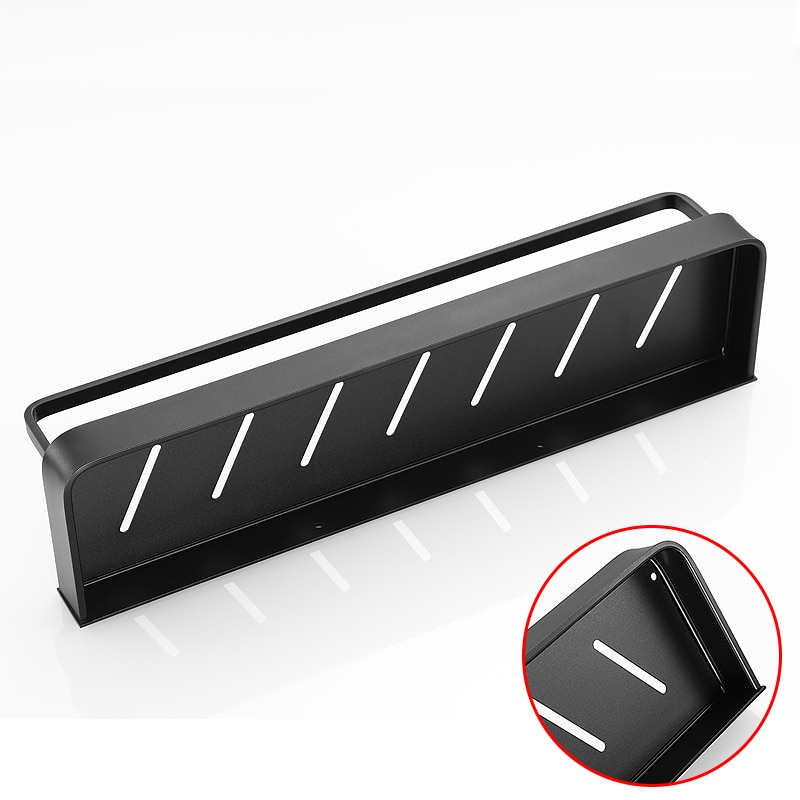 Badkamerplank, zwarte aluminium badkamerplanken, doucherek, zeephouder, shampoohouder, wandgemonteerd keukenrek, handdoekhouder