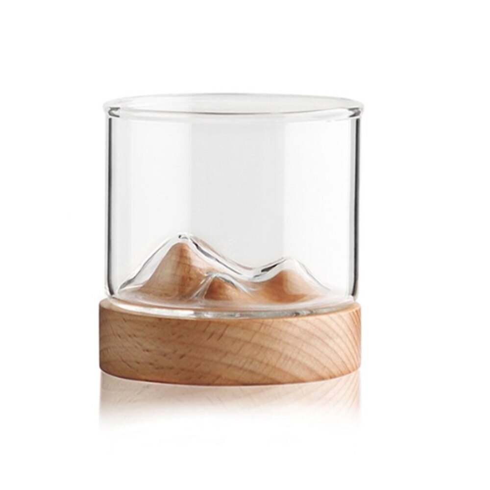 5oz bjergvin glas krus med træ kinesisk te krus bund whiskyglas japansk husholdning te kop træ krus: 2