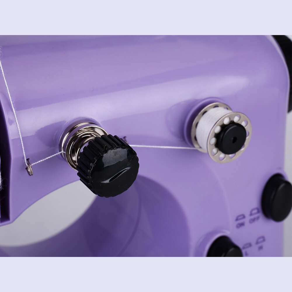 Sewing Machine Mini Portable Electric Household Pedal Multifunctional With Night Light Handmade DIY Purple For Beginners