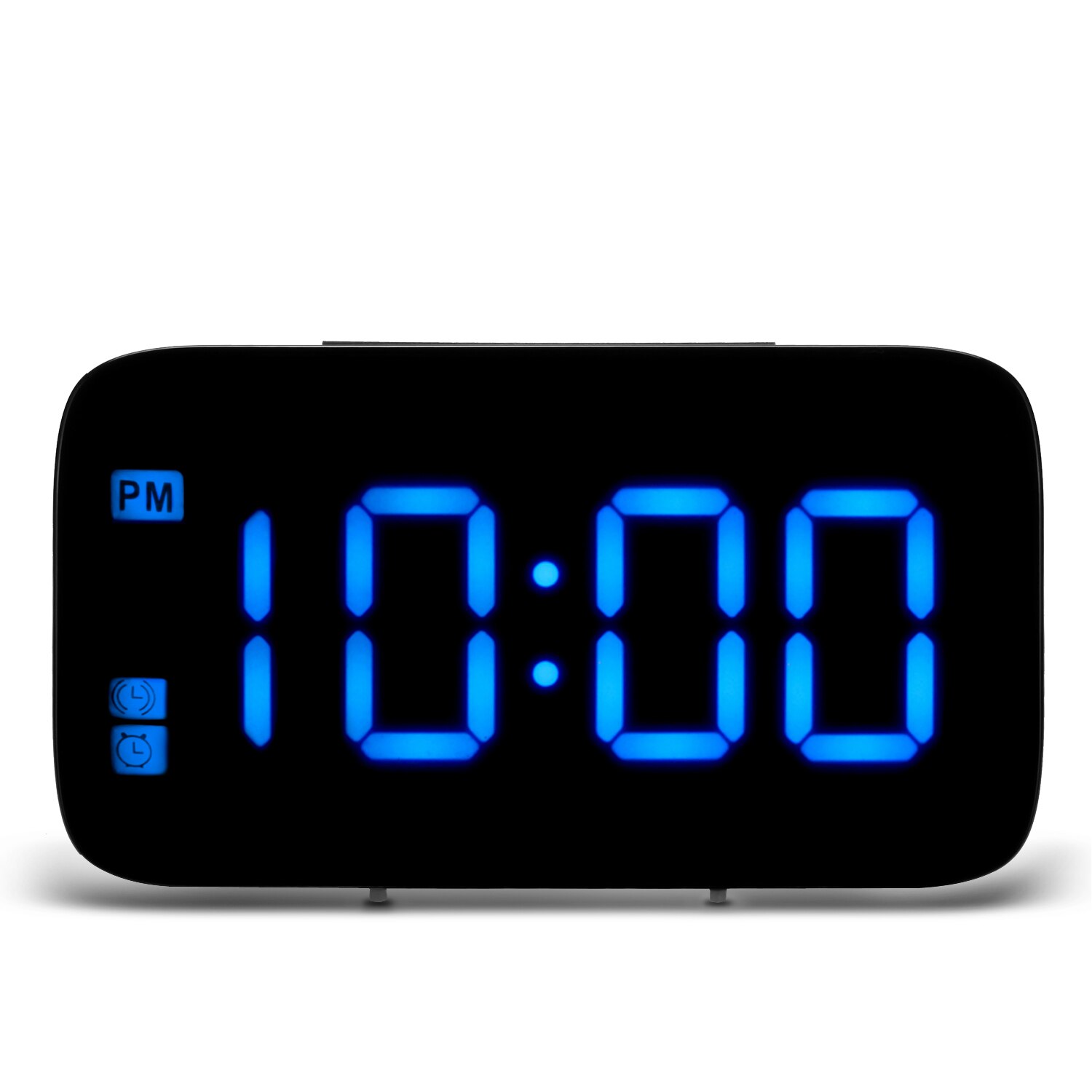 Digital led väckarklocka stor skärm snooze usb/batteridriven röststyrning uk: Blå