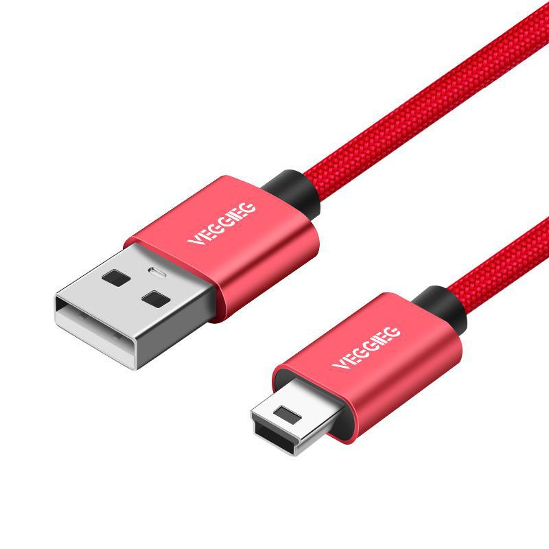 Mini USB Data Cable Flat Camera Navigation Mobile USB Hard Line: Red / 1.5m