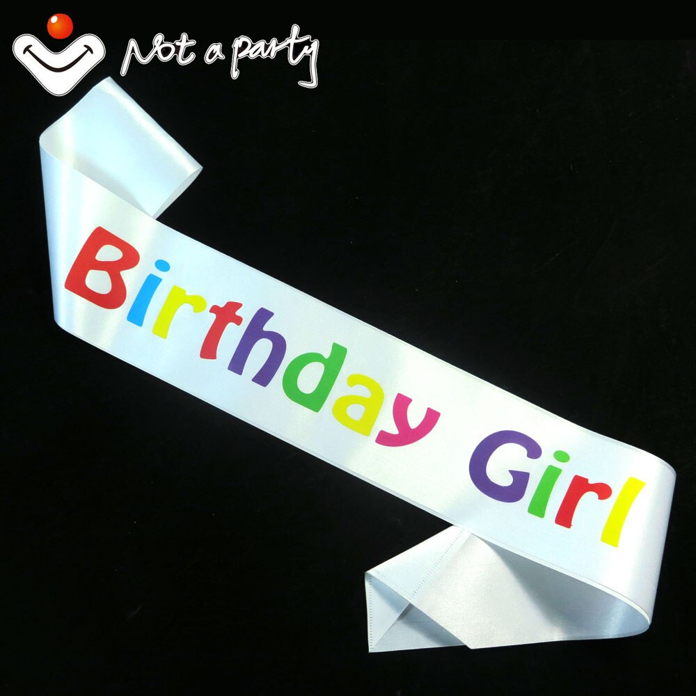 Weiß Band lustige bunte druck Frauen schärpe männer glücklich geburtstag 18 21 30 40 50 prinzessin mädchen jungen Veranstaltung Party für erwachsene: Whitemultihappybir