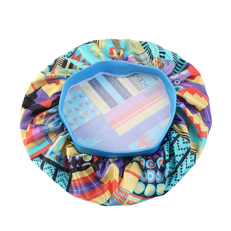 Gorros de pelo de banda ancha para mujer, gorro sedoso con estampado de patrón africano, gorro de noche suave para dormir turbante para señoras Accesorios para peinados: Azul