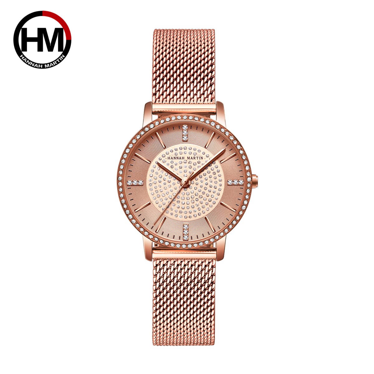 Hannah Martin Quartz Diamanten Horloge Voor Vrouwen Horloge Mode Luxe Dames Horloges Horloges Voor Vrouwen Reloj Mujer: full rose-gold