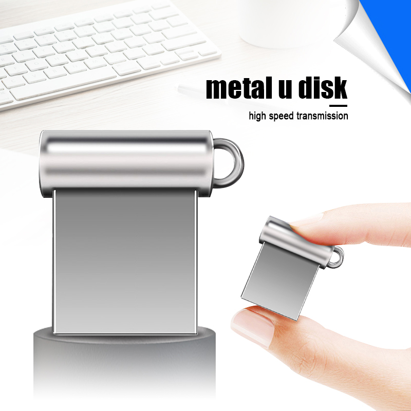 Mini Pendrive in metallo da 128 GB con portachiavi, chiavetta USB 2.0 portatile per trasferimento di archiviazione dati, idea regalo creativa