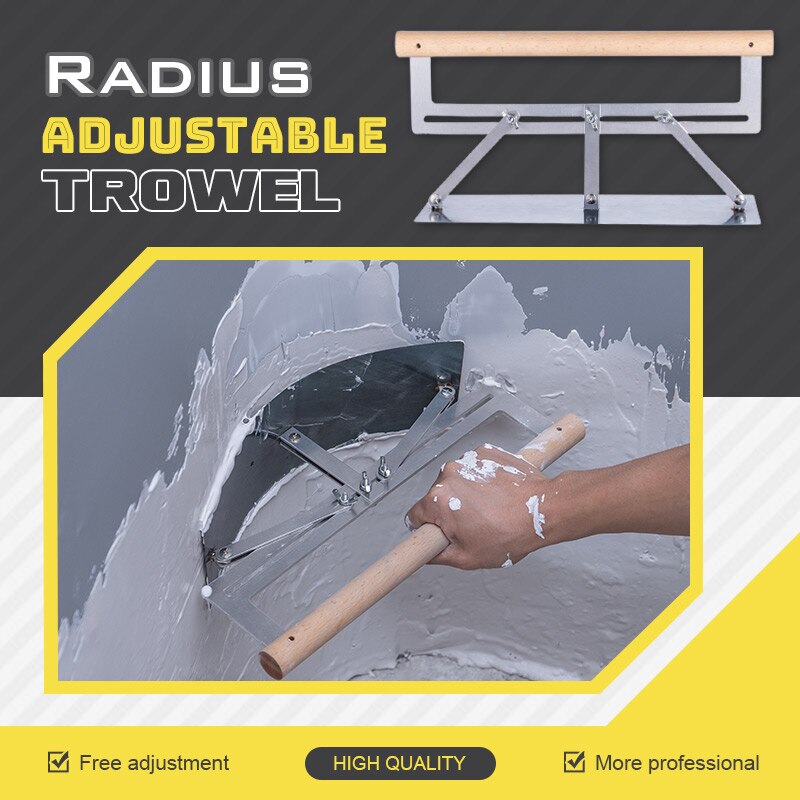 Drywall Trowel For Plaster Concret Adjustable Radius Trowel with 32x10cm Blade Flat Sand Leveling Tiling Paving Tile Tool