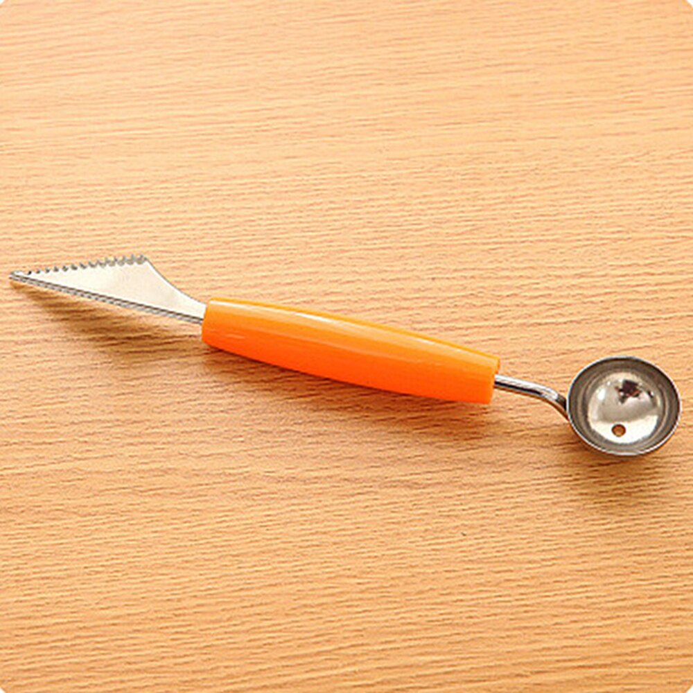 2 in1 Dual-kopf Edelstahl Obst Ball Carving Messer Obst Scoop Melone Bagger Obst Krug Kartoffelpüree Baller eis Löffel: Orange